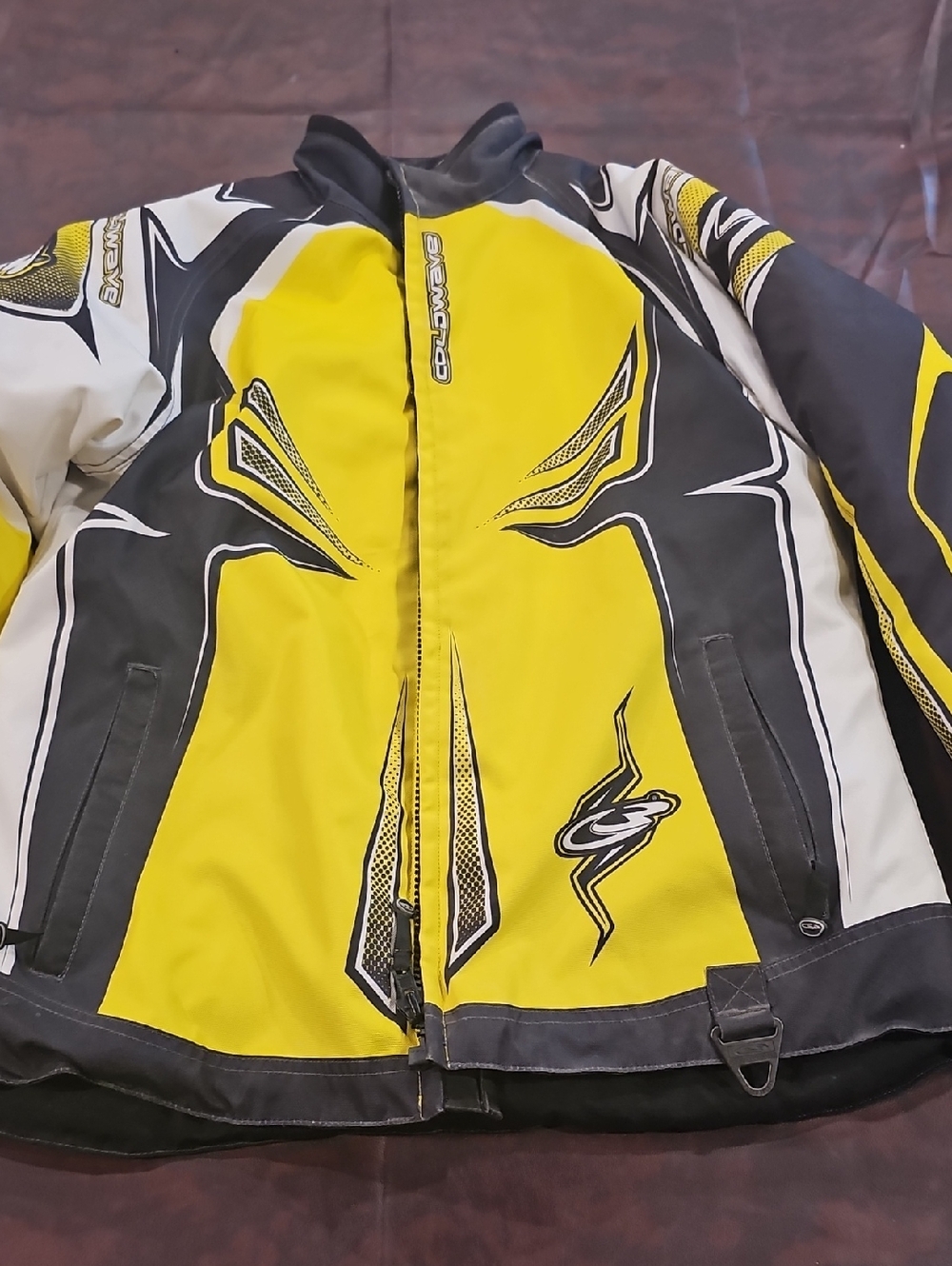 Yellow, White And Black Snowmobile Jacket